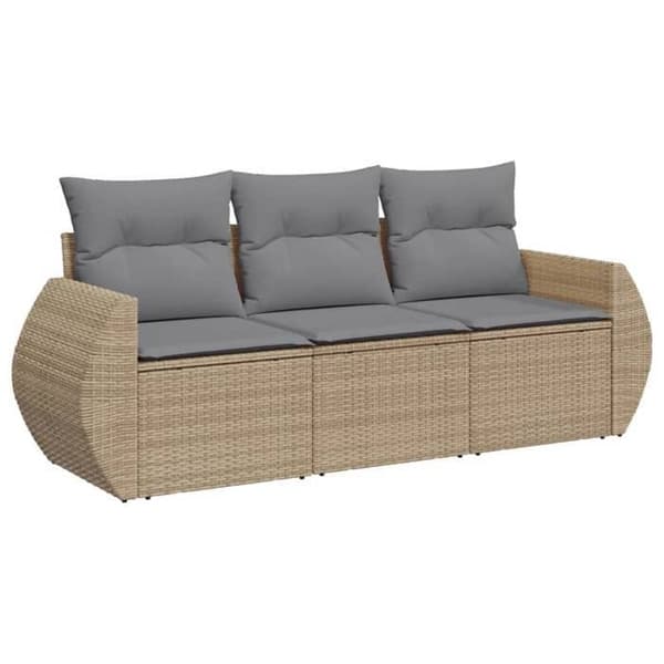 Maison Exclusive - Trädgårdsmöbler med kuddar 3 delar beige flätad resin
