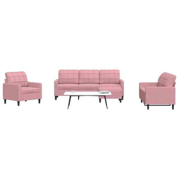 Maison Exclusive - 4-delars soffgrupp med kuddar i rosa sammet