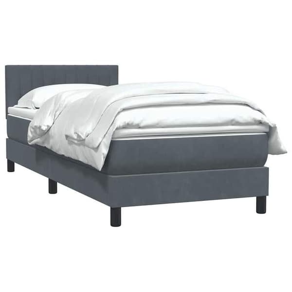 Maison Exclusive - Sängyn lattiapuut ja tummanharmaa patja 80x220 cm samettia