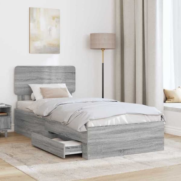 Maison Exclusive - Sängram Grå Sonoma 90 x 200 cm Ingenjörsträ