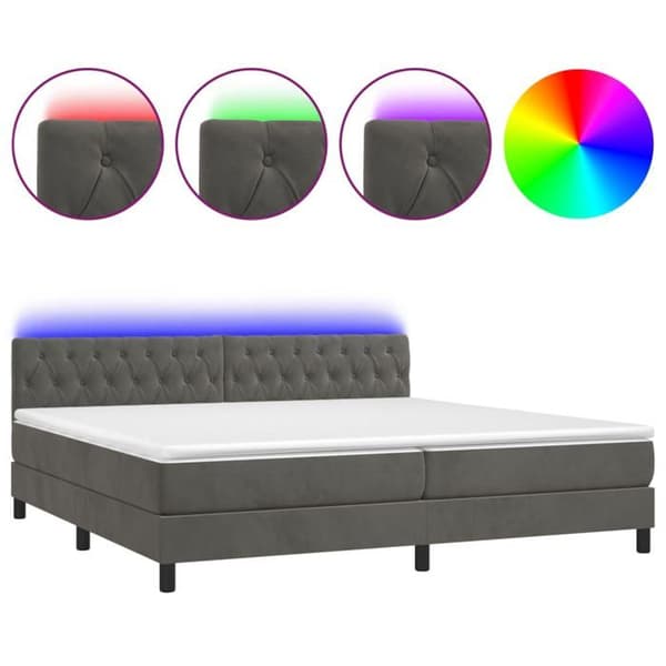 Maison Exclusive - Seng med lameller og madras LED Mørkegrå 200x200 cm