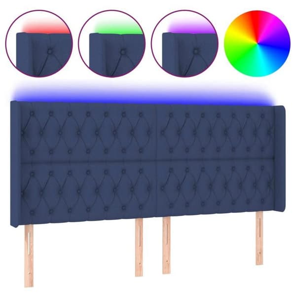 Maison Exclusive - LED-huvudgavel Blå 203x16x118/128 cm Tyg blå