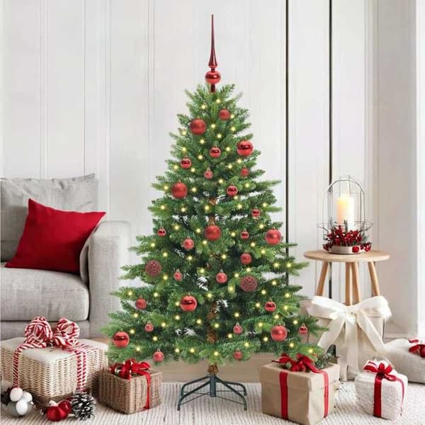 Kunstig juletræ - EKSKLUSIV HUS - 150 cm - 150 varme hvide LED - Grøn - USB-strøm Grön