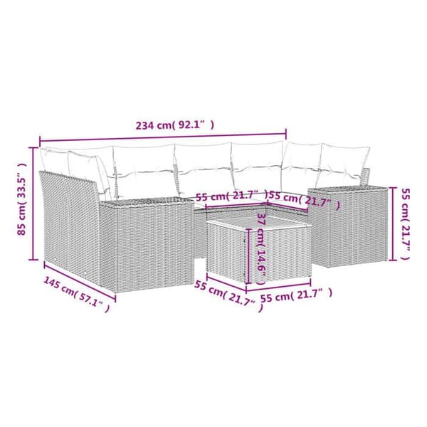 Maison Exclusive - Trädgårdsmöbler med kuddar 7 delar grå flätad resin