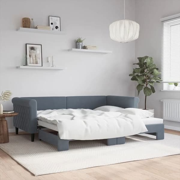 Maison Exclusive - Dagbädd med utdragssäng utan madrass mörkgrå 90x190 cm mörkgrå