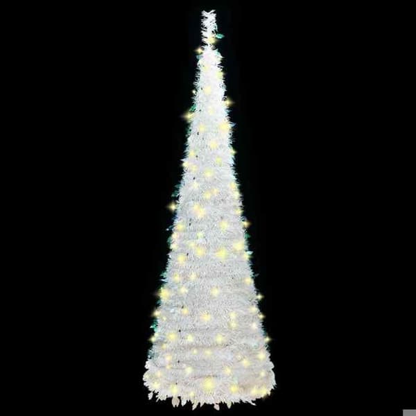 Maison Exclusive - Fällbar konstgjord julgran 200 LED vit 210 cm Vit