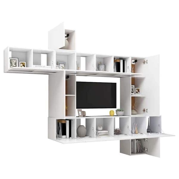 Maison Exclusive - 10 dele TV-møbel sæt Hvid Ingeniørtræ Matt vit