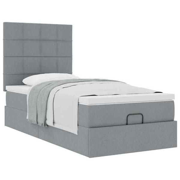 Sängsoffa - Maison Exclusive - 100x200 cm - Ljusgrått tyg - Hydraulisk förvaring ljusgrå, vit