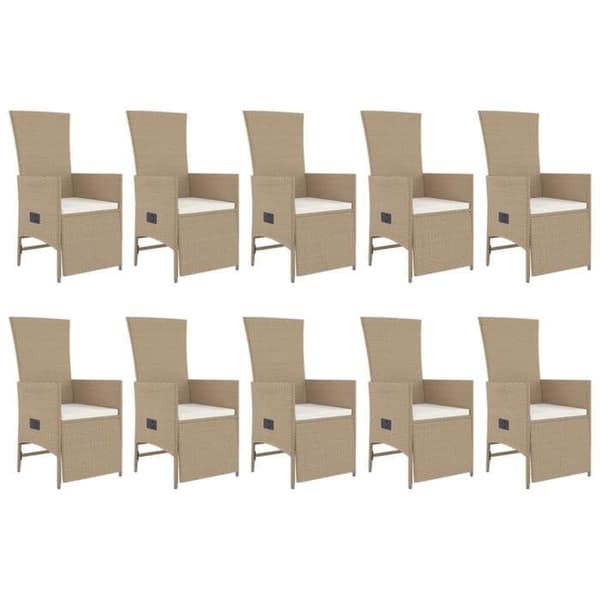 Maison Exclusive - Puutarhakalusteryhmä ja tyynyt 11 kpl beige polyrottinki