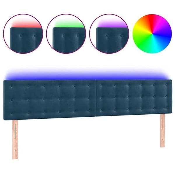 Maison Exclusive - Sänggavel med LED Blå mörk 200x5x78/88 cm Sammet Mörkblå