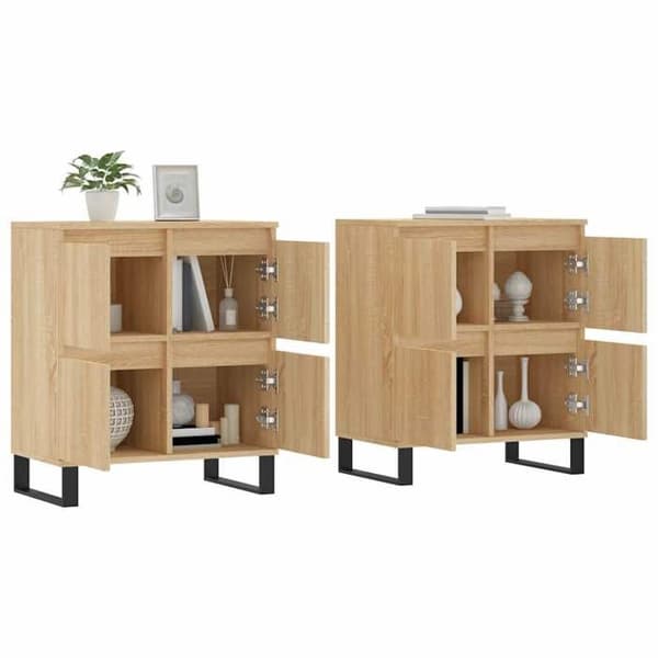Maison Exclusive - Buffeter 2 stk. egetræ sonoma ingeniørtræ Sonoma ek