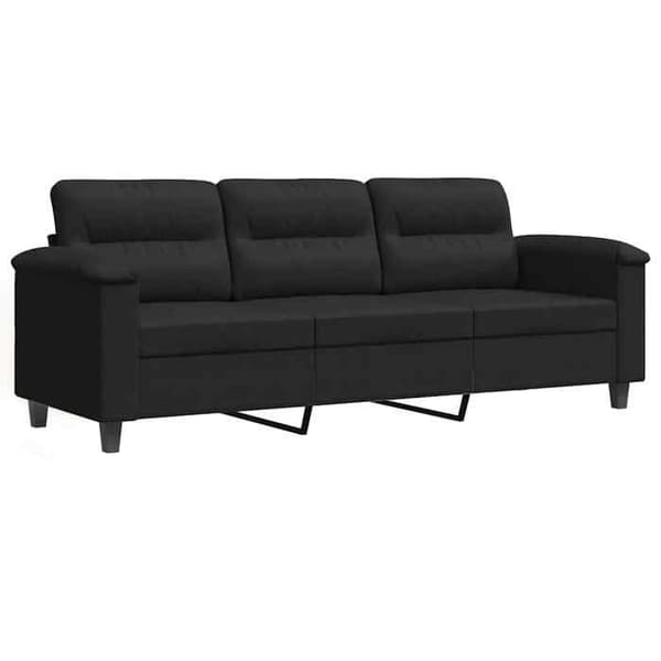 Maison Exclusive - Sofa til 3 personer Sort 180 cm Mikrofiber stof