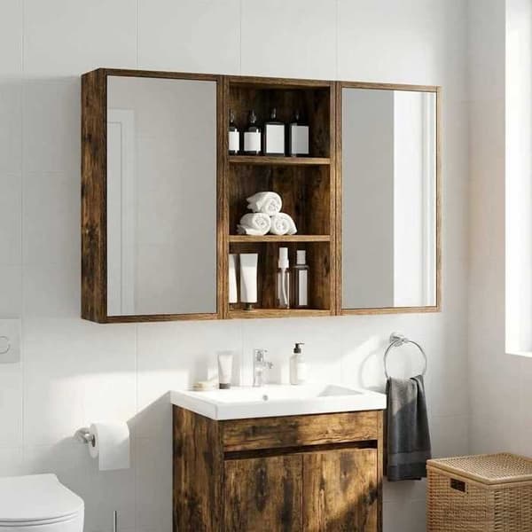 Maison Exclusive - Vægskab til badeværelse Røget Eg 30 x 16 x 62,5 cm