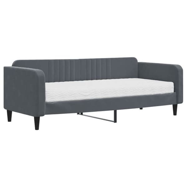 Maison Exclusive - Dagbädd med mörkgrå madrass 90x200 cm i sammet Mörkgrå