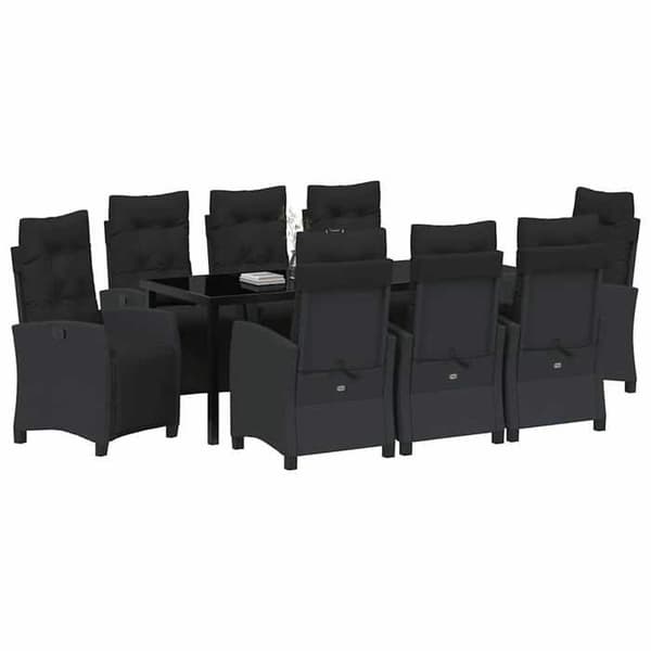 Maison Exclusive - 9 pc have spisebordssæt i sort polyrotin Svart