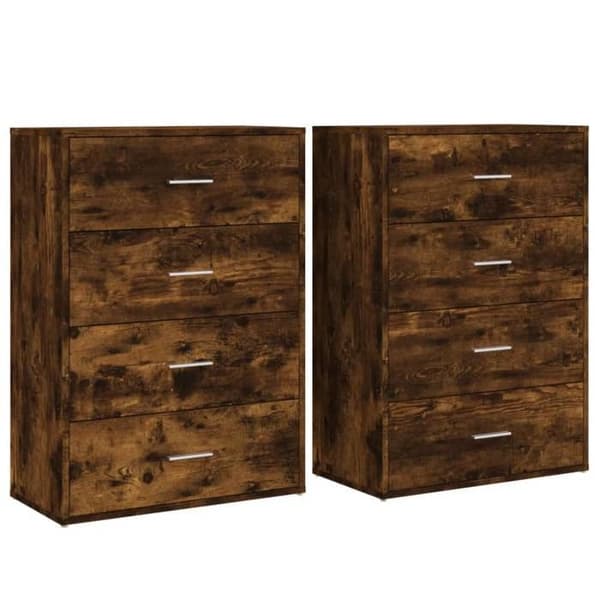 Maison Exclusive - Buffeter 2 stk røgfyldt eg 60x31x84 cm ingeniørtræ