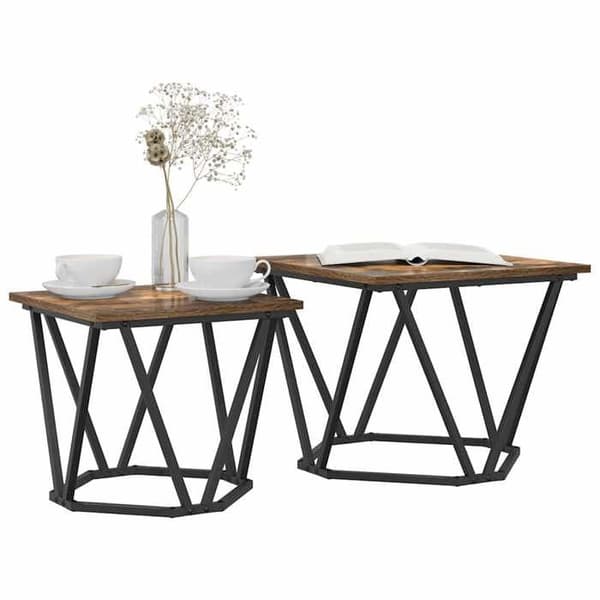 Maison Exclusive - Sæt af 2 sideborde Røget eg 50 x 50 x 40 cm Rökt ek