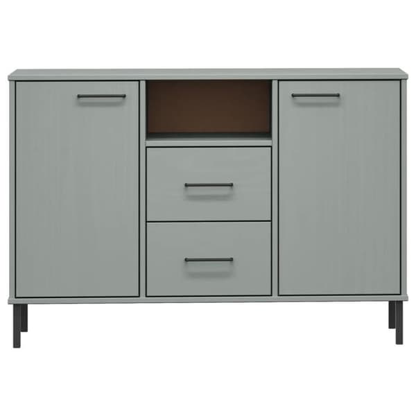 Maison Exclusive - Buffet med metalben Grå 113x40x77 cm Massivt træ OSLO Grå