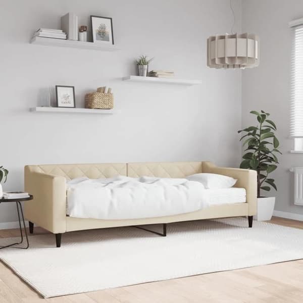 Maison Exclusive - Dagbädd med crème madrass 80x200 cm tyg Grädde