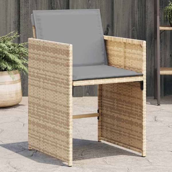Maison Exclusive - Trädgårdsstolar med kuddar, set om 4, blandning beige Beige blandning
