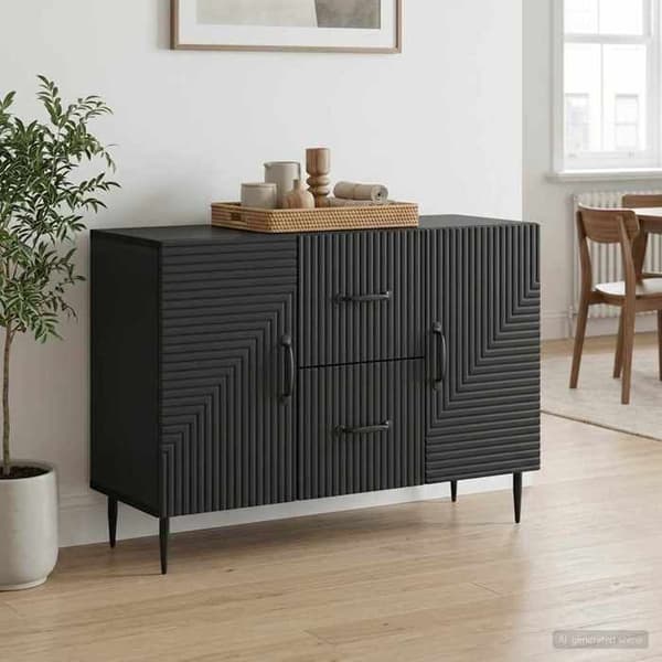 Maison Exclusive - Musta buffet laatikolla 89 x 34,5 x 60 cm Tekninen puu