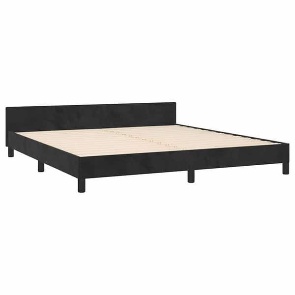 Sengestel - EKSKLUSIV HUS - 160x200 - Velour - Sort - Justerbar hovedgærde Svart