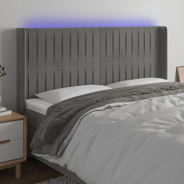 Maison Exclusive - LED-päätyharso Vaaleanharmaa 183x16x118/128 cm Sametti ljusgrått