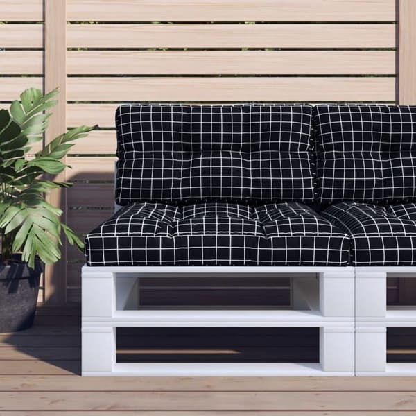 Maison Exclusive - Pallet puder sæt af 2 med sort ternet stof Svart