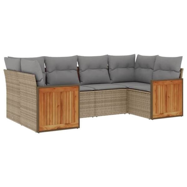 Maison Exclusive - Trädgårdsmöbler med kuddar 6 delar beige flätad resin