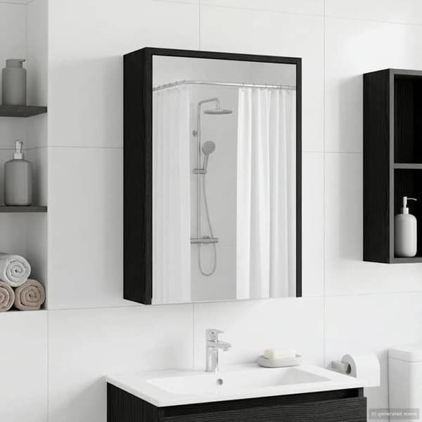 Maison Exclusive - Badeværelsesspejlskab i sort eg 43 x 16 x 62,5 cm