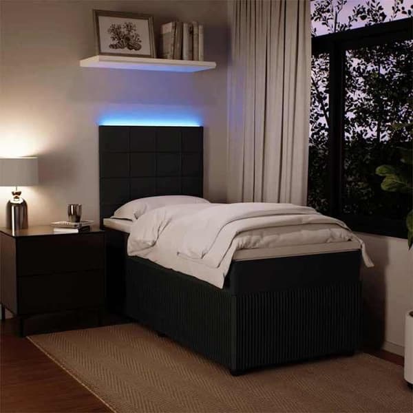 Maison Exclusive - Sänkyosa lammella ja musta patja 90x200 cm sametti