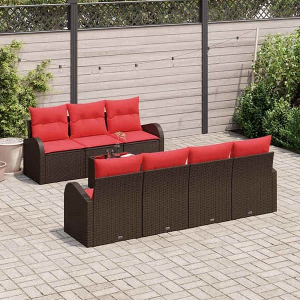 Maison Exclusive - 8-delars soffgrupp 7-sits brun och röd
