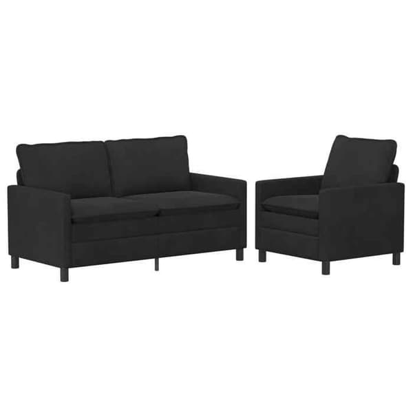 Maison Exclusive - 2 kpl sohvakokonaisuus musta sametti