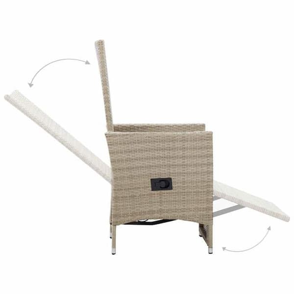 Maison Exclusive - Reclinerstolar set om 2 med kuddar, flätad resin, beige beige