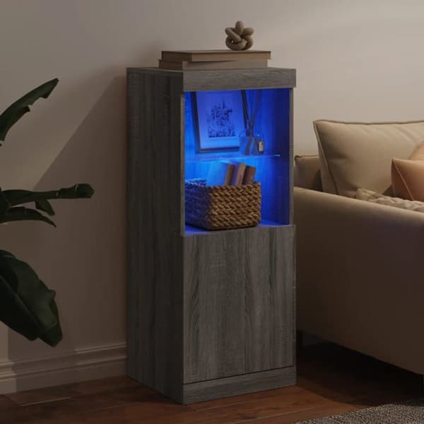Maison Exclusive - Buffé med LED-lampor sonoma grå 41x37x100 cm