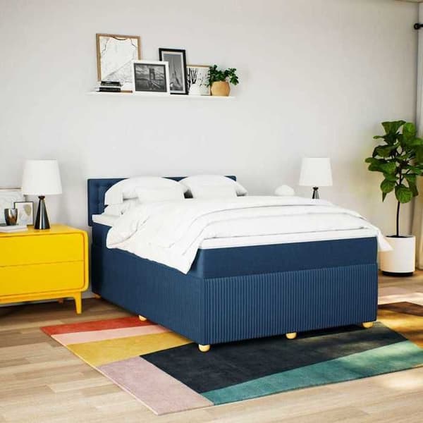 Maison Exclusive - Sängbotten med sängmått Blå 160x200 cm Tyg