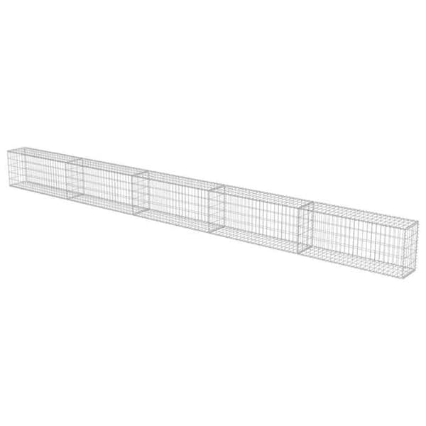 Maison Exclusive - Gabionvägg med galvaniserade stålskydd 600x30x50 cm silver-
