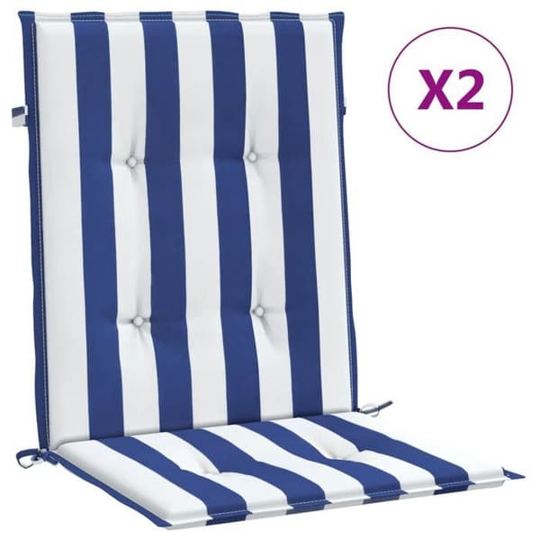 Maison Exclusive - Stolar med låg ryggstöd, 2-pack, blå och vit randig Blå och vit