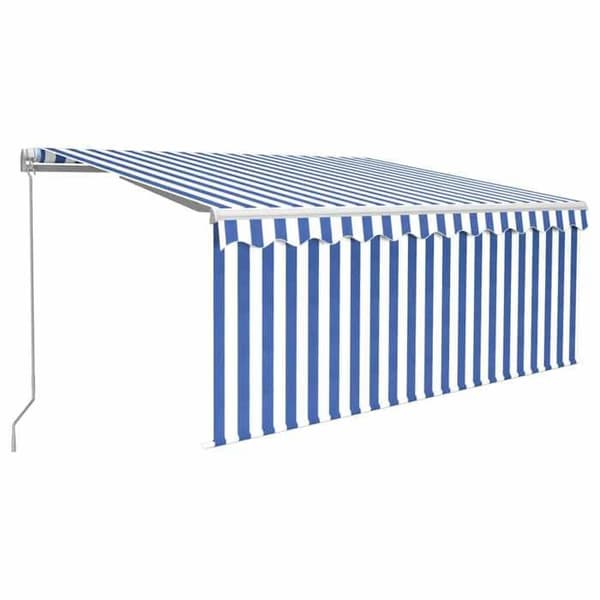Fällbart tak - EXKLUSIVT HUS - 3x2,5 m - Manuell - Pulverlackerad aluminium - PU-polyesterduk med UV-skydd Blå och vit