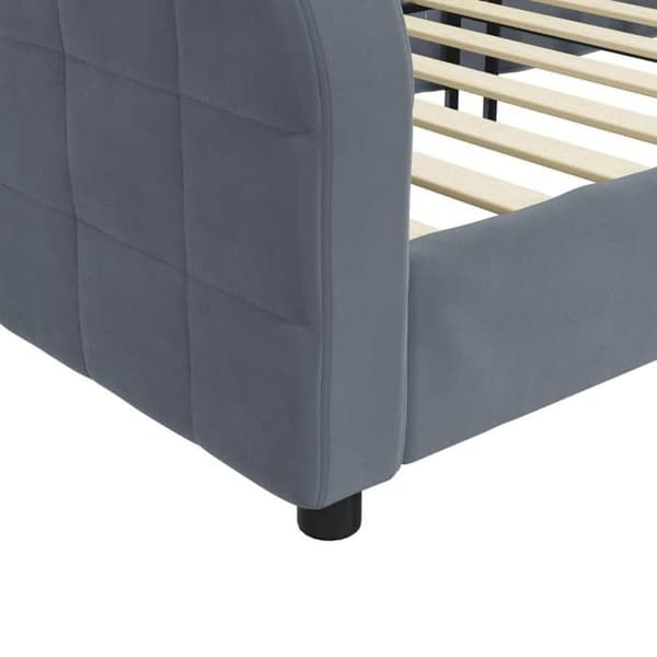 Sängsoffa - EXKLUSIV HEM - 2 i 1 (soffa-säng) - Mörkgrå sammet - 90x200 cm - Lattsäng Mörkgrå