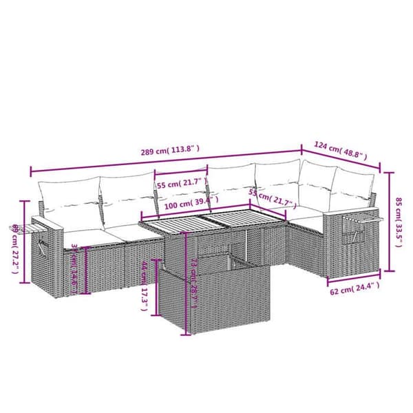 Maison Exclusive - Trädgårdsmöbler med kuddar 7 delar beige flätad resin