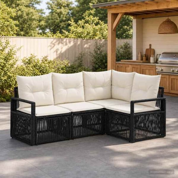 Havemøbler - MAISON EXCLUSIVE - Modulerbar - 4 dele - Poly-rattan - Sort Svart