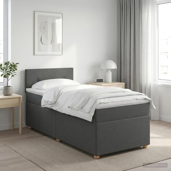 Maison Exclusive - Boxspring seng med madras Mørkegrå 100 x 200 cm Stof Mörkgrå