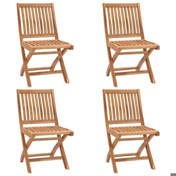 Havestole - EKSKLUSIVT HUS - Solid teak - Sæt af 4 - Sammenklappelige - Puder inkluderet