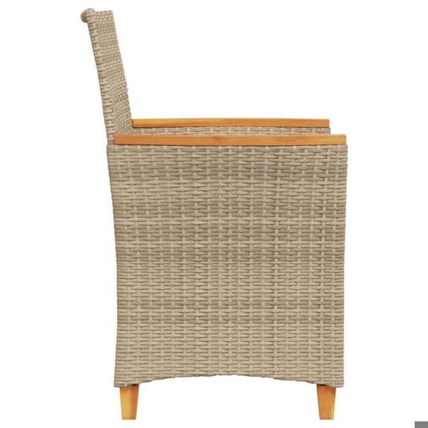 Maison Exclusive - Trädgårdsstolar med kuddar, set om 2, beige, flätad plast och trä