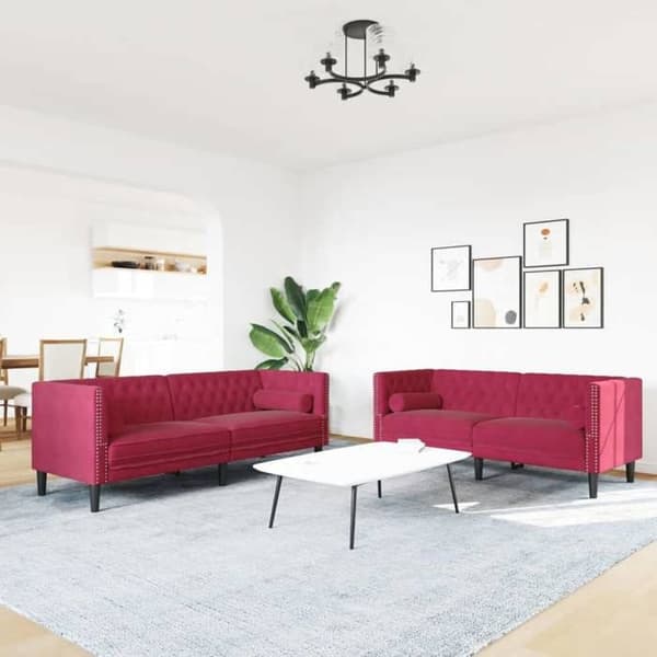 Maison Exclusive - Chesterfield-sohvaryhmä ja 2 kpl samettityynyjä