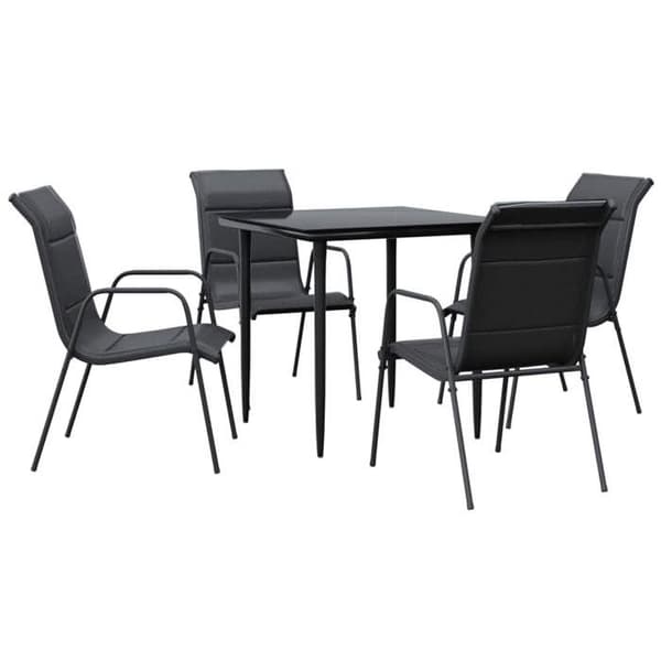 Maison Exclusive - Have spisebordssæt 5 stk sort textilene og stål Svart