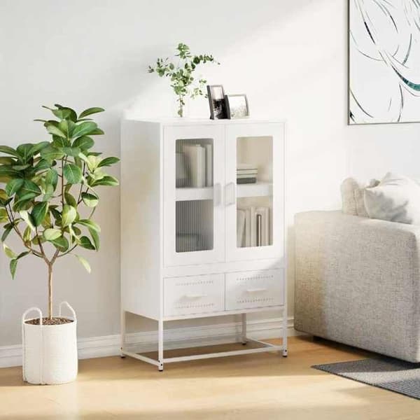 Maison Exclusive - Vit hög buffé 68x39x111,5 cm stål