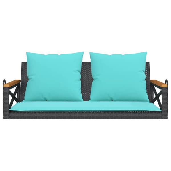 Maison Exclusive - Balanssoffa med svarta kuddar 109x62x40 cm flätad resin