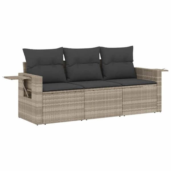 Maison Exclusive - Trädgårdsmöbler med kuddar 3 delar ljusgrå flätad resin